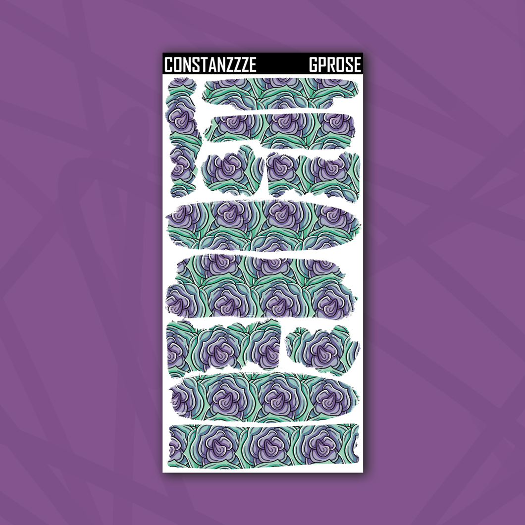 Teal and Purple Rose Swatch and Strippies Sheet