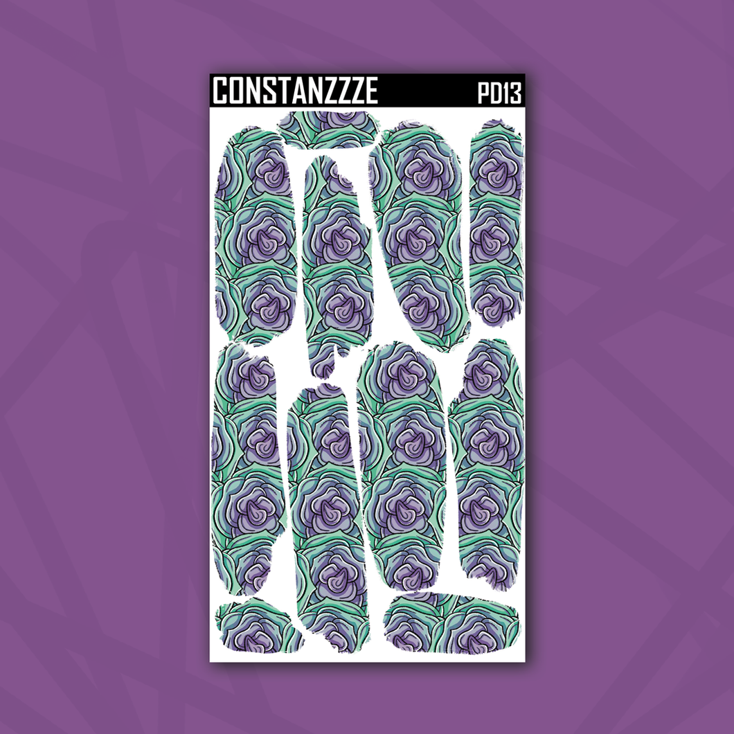 Teal and Purple Rose Large Swatch Sticker Sheet