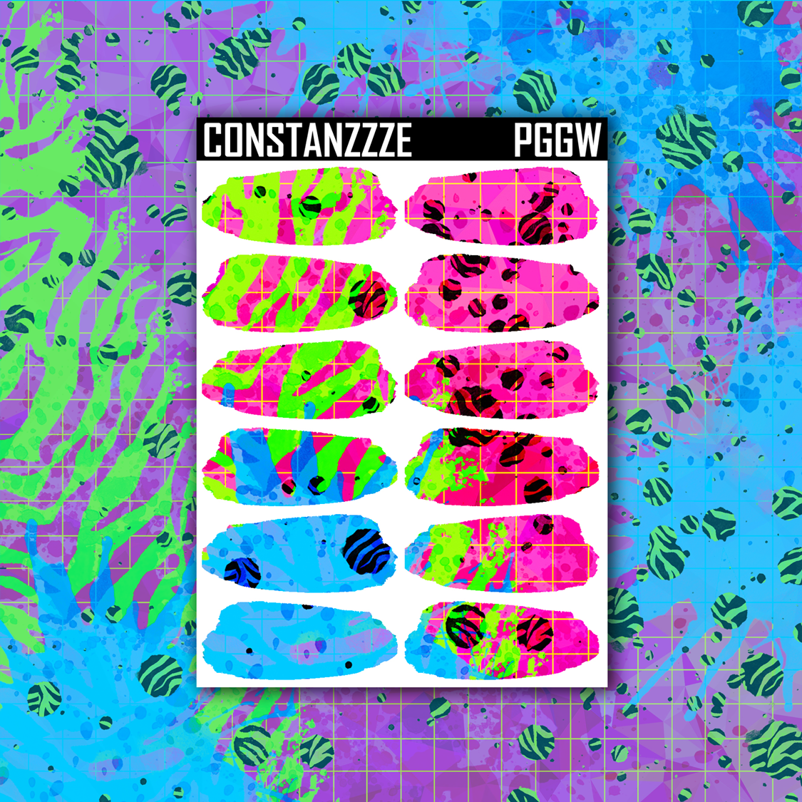 Neon Go Wild Medium Swatch Sticker Sheet – Constanzzze