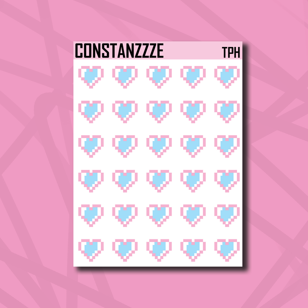 Trans Pixel Heart Sticker Sheet