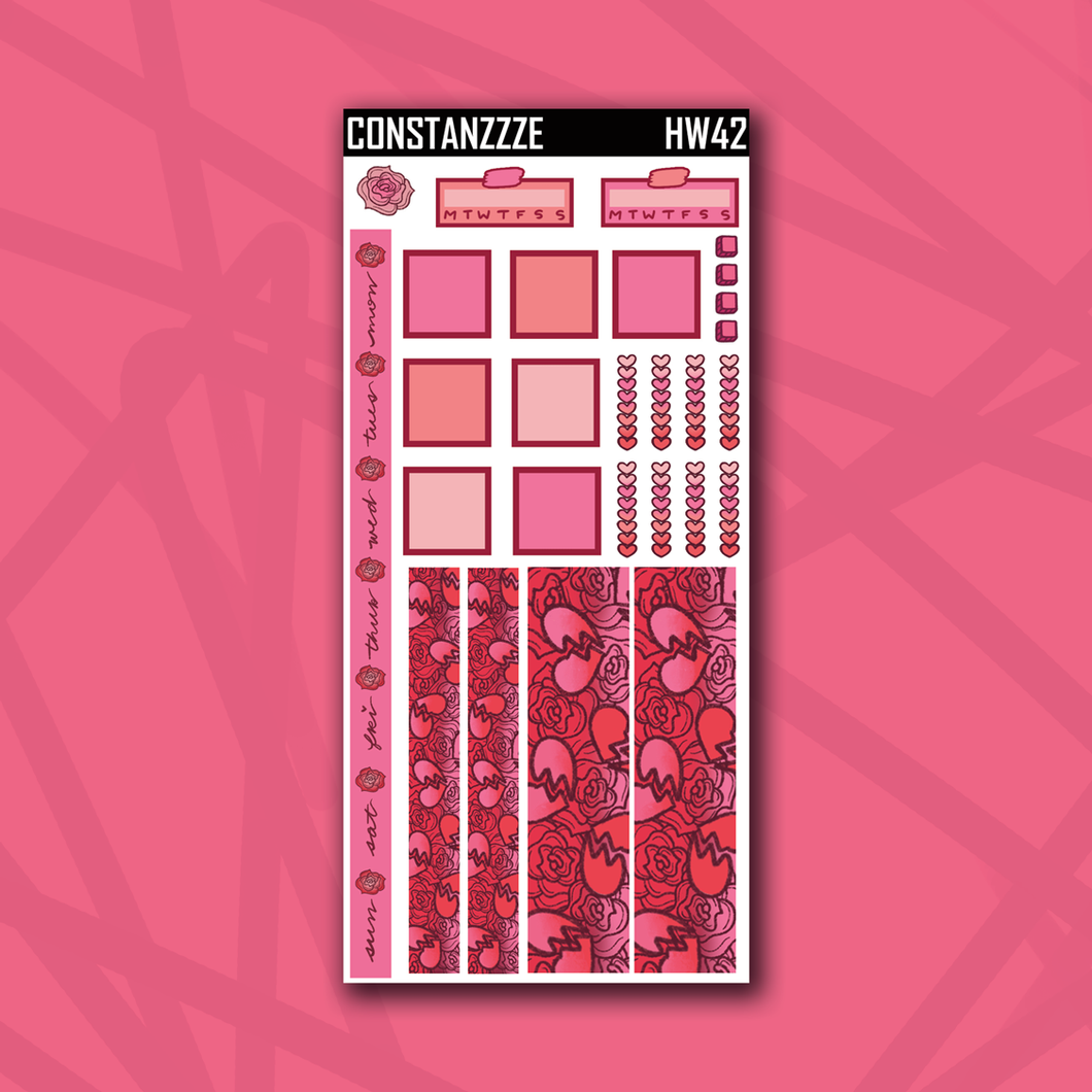 Pink Love Hobonichi Weeks Sticker Kit